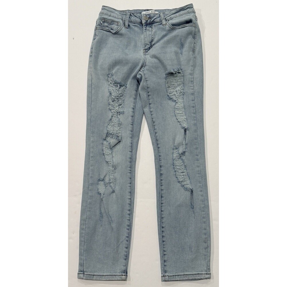 Judy Blue Boyfriend Fit Jeans Women 5/27 [27X27] Light Wash Distressed JB8878